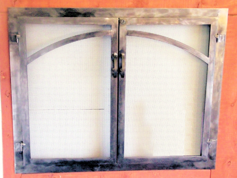 horizon style attached mesh door screen unit in all natural iron finish