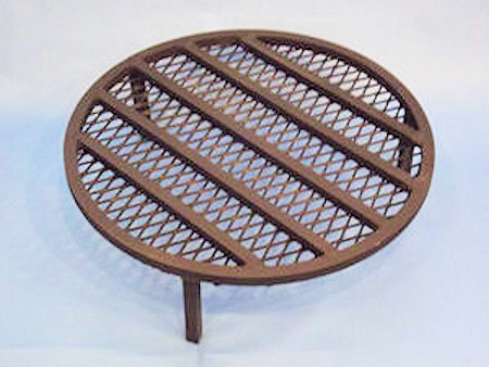 (Top View) Round Steel Bar  Fire Pit Grate With Diamond Cut Steel Mesh