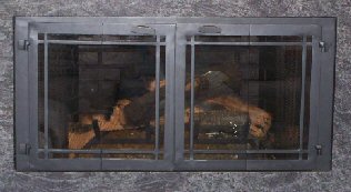 falmouth square deco window-pane in darken steel with full fold doors
