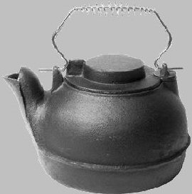 black cast iron three quart kettle