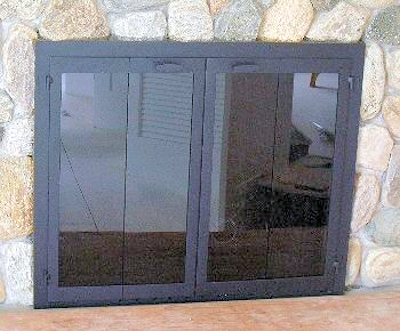 falmouth square all black finish vice bi fold doors slide mesh and gasket on stone fireplace