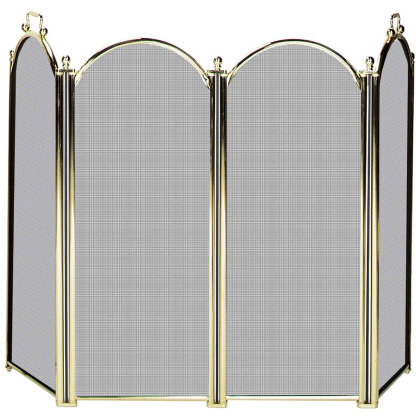  Dagan Three Fold Polished Brass Arched Fireplace Screen  (DG-2383-34), 52x34-Inches : Home & Kitchen